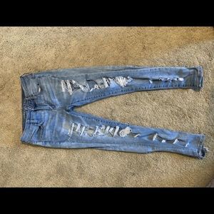 high waisted ripped light wash jeans